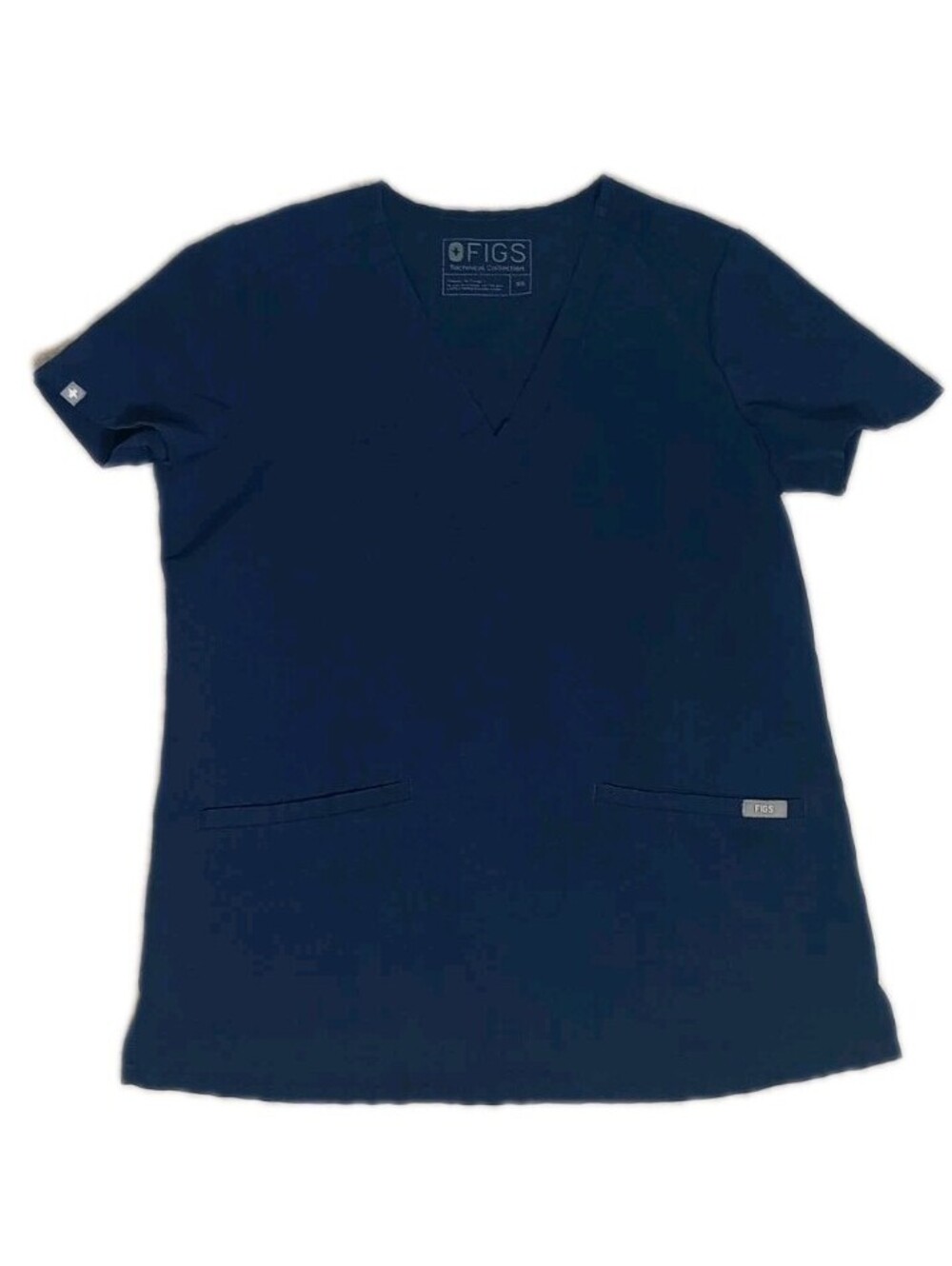 FIGS Women’s Scrub Top Size XS Two Side Pocket Navy Blue Technical Collection
